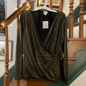 Jaclyn Smith Collection. NWT. Size XL. Tarnished gold colored long sleeve blouse